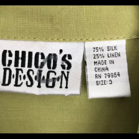 Chicos Design sumptuous avocado green green silk and linen jacket XL - Picture 5 of 5